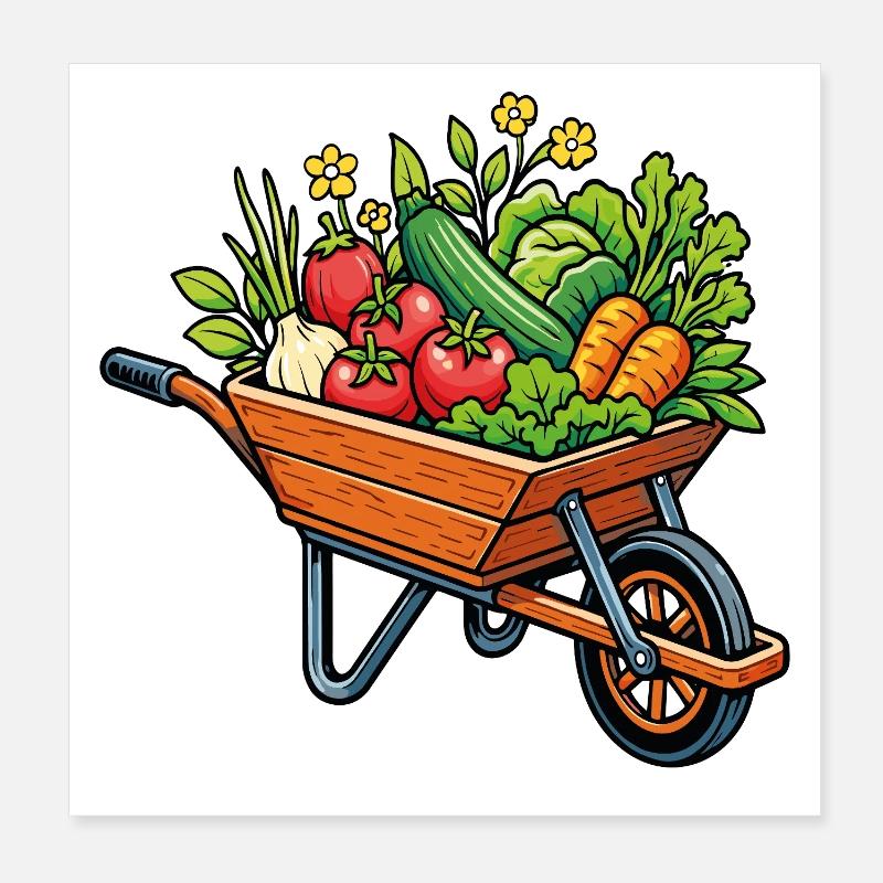 Gemüseernte im Gemüsegarten im Schubkarren Poster 20x20 cm
