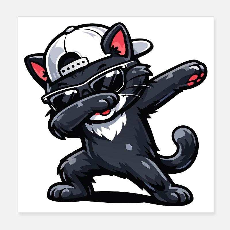 Dabbing Cat Poster 20x20 cm