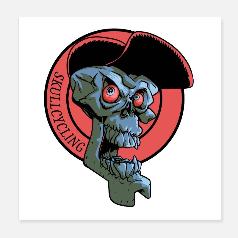 Lachender Radfahrerschädel Poster 20x20 cm