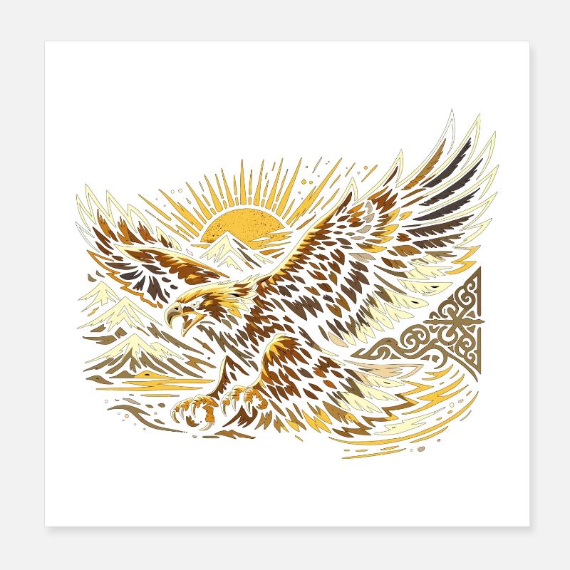 Majestic Golden Eagle Kazakh Poster 8" x 8" (20x20 cm)