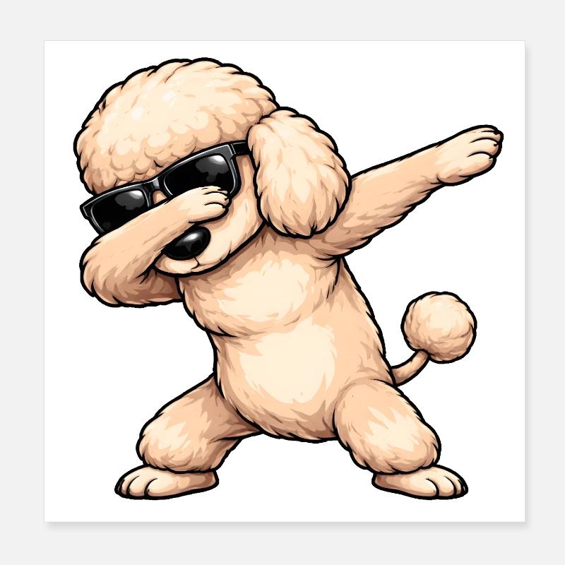 Dabbing Pudel Poster 20x20 cm
