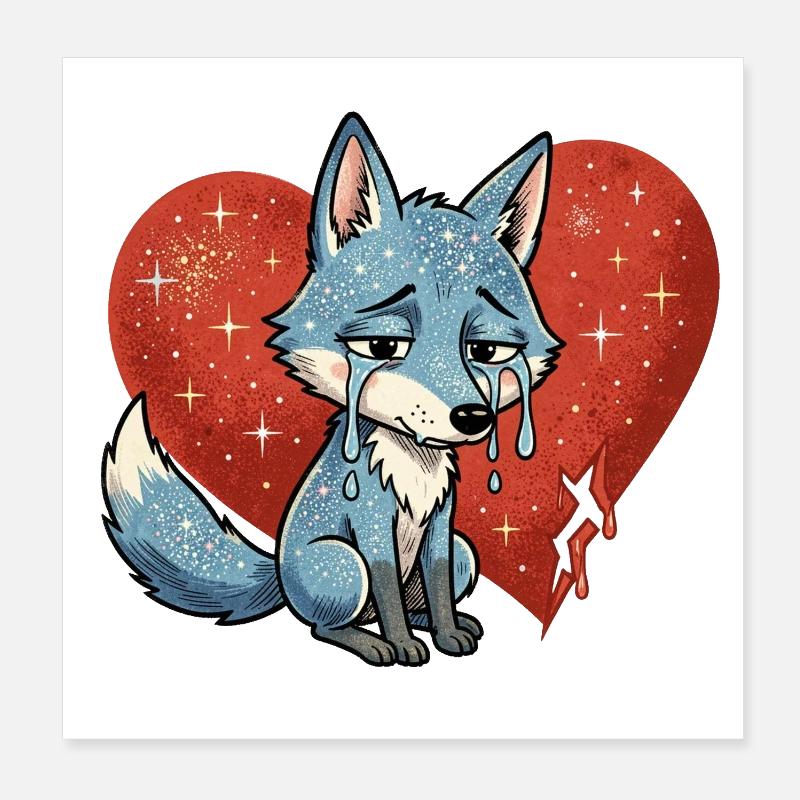 Fuchs tier traurig symbol herz gebrochen  Poster 20x20 cm