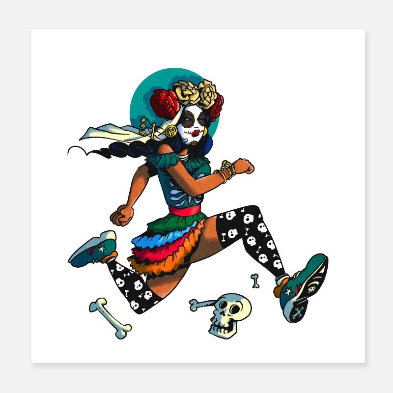 Dia Muertos Runner Poster 20x20 cm