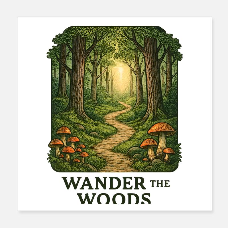 Waldpfad Wander durch den Wald Poster 20x20 cm
