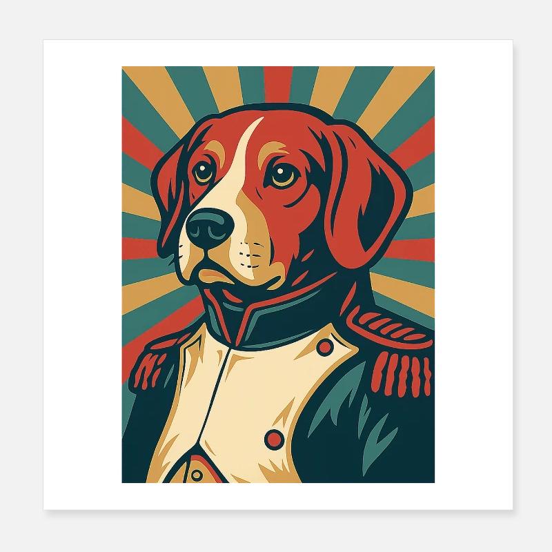Dog General Retro Poster Style Vintage Design Poster 8" x 8" (20x20 cm)