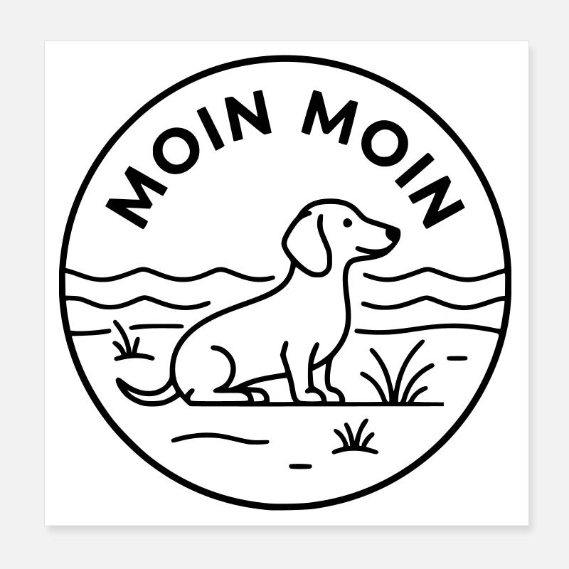 Moin Dackel Meer Badge Poster 20x20 cm