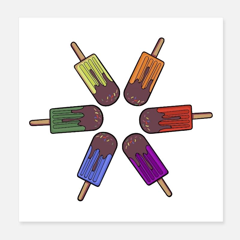 Regenbogen-Eis am Stiel Poster 20x20 cm