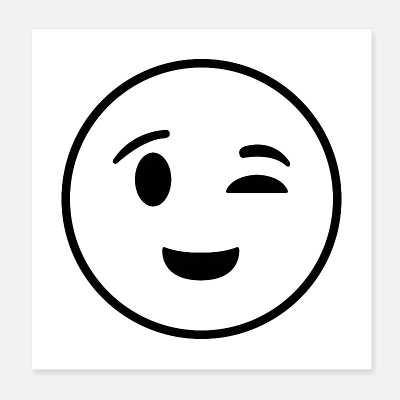 Visage heureux fermant un œil Poster 20 x 20 cm