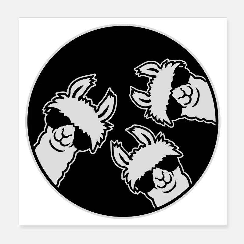 Badge de lunettes de soleil Three Llamas Cool Circle Drôle Poster 20 x 20 cm