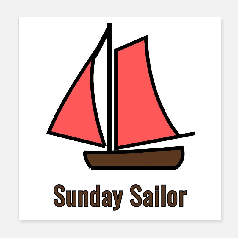 Sunday Sailor - Red Gaff Sailor Poster 8" x 8" (20x20 cm)