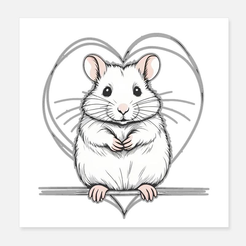 Hamster mit Herz Poster 20x20 cm