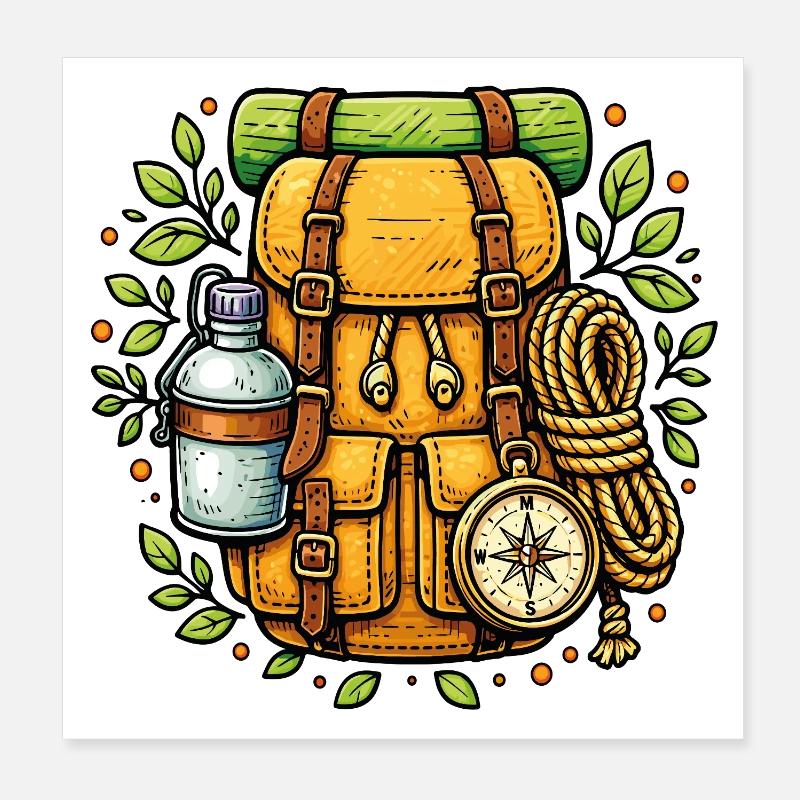 Rucksackwanderung, Wanderung, Camping im Freien Poster 20x20 cm