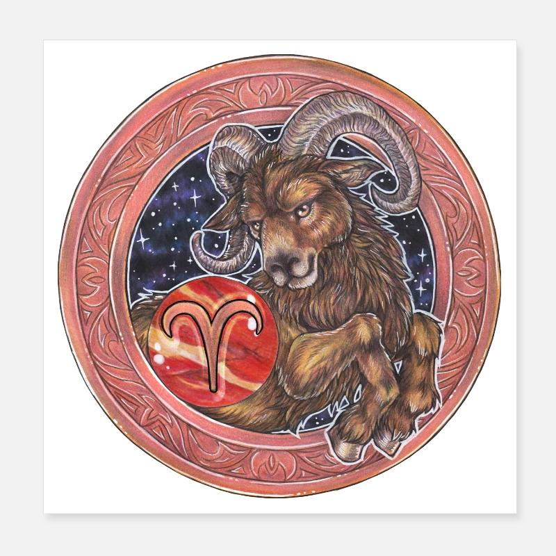 Zodiac Sign Sternzeichen Widder Aries Geschenk Poster 20x20 cm