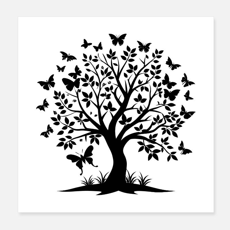Wunderschöner Schmetterlingsbaum Poster 20x20 cm
