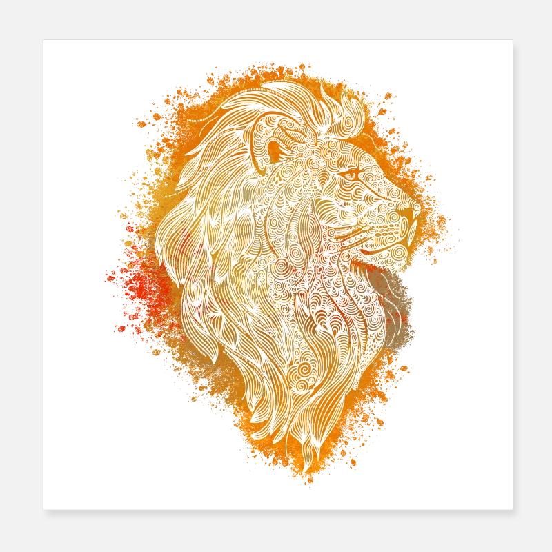Zentangle Lion Poster 8" x 8" (20x20 cm)
