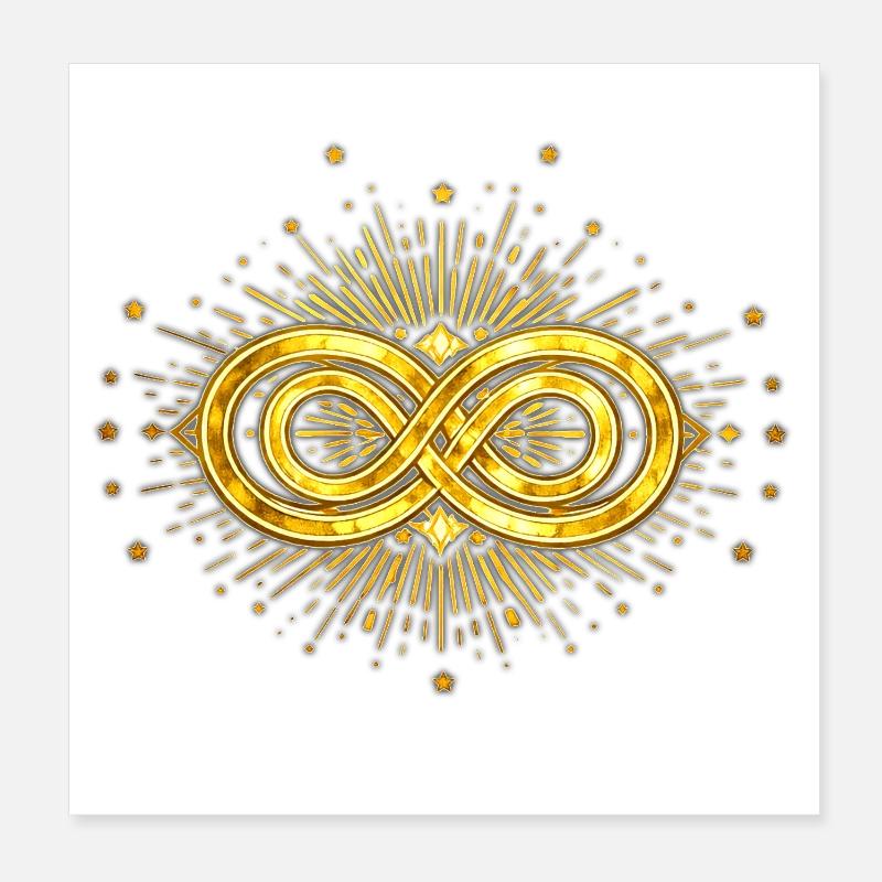 Golden Infinity Symbol and Starshards Poster 8" x 8" (20x20 cm)