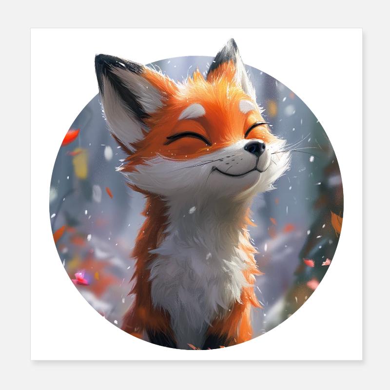 Renard mignon Poster 20 x 20 cm