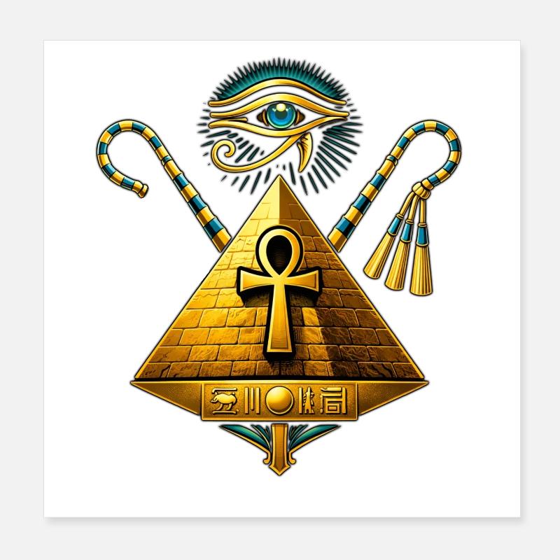 Pyramide Ankh et Œil d'Horus Doré Poster 20 x 20 cm