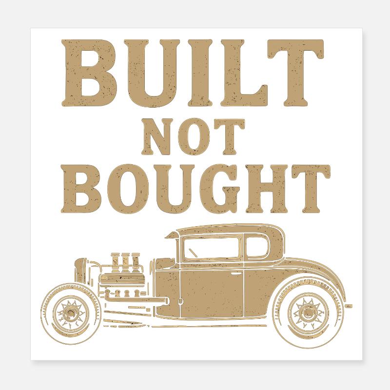 Built Not Bought – Hot Rod Vintage Workshop Poster 8" x 8" (20x20 cm)