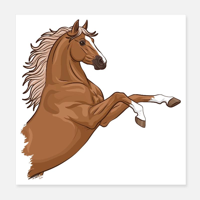 La tête d'un cheval cabré Poster 20 x 20 cm