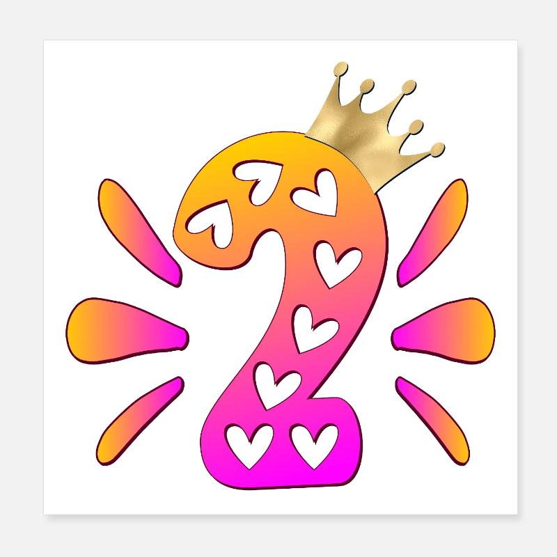 Zwei Krone - 2. Kindergeburtstag Poster 20x20 cm