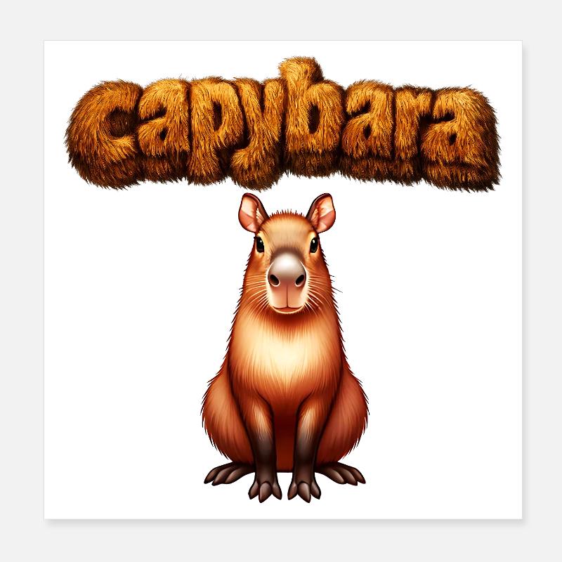 Œuvres d’art du capybara poilue Poster 20 x 20 cm
