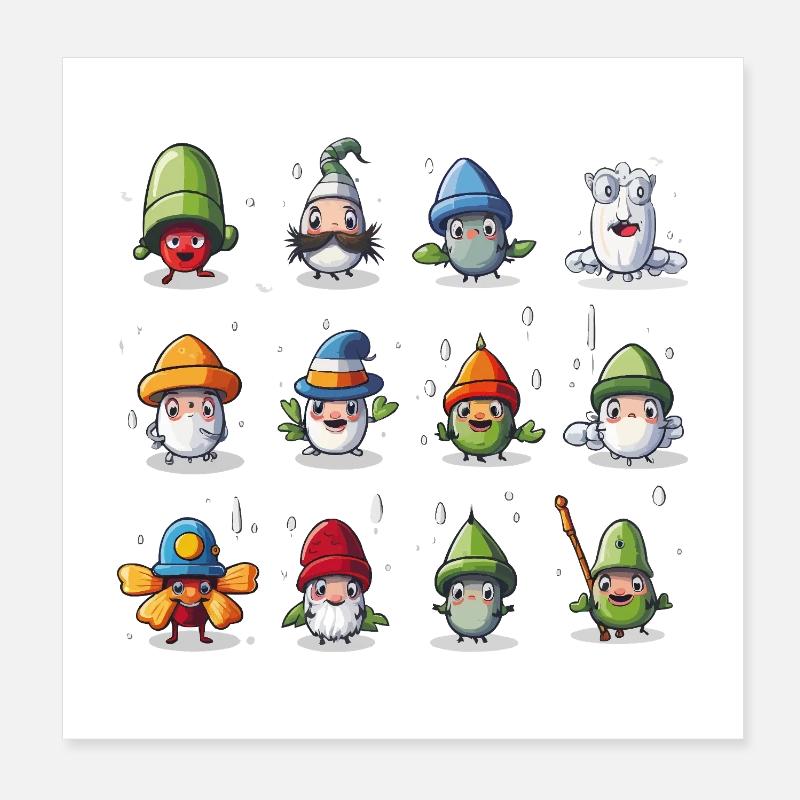 Bunte Wichtel Kollektion Poster 20x20 cm