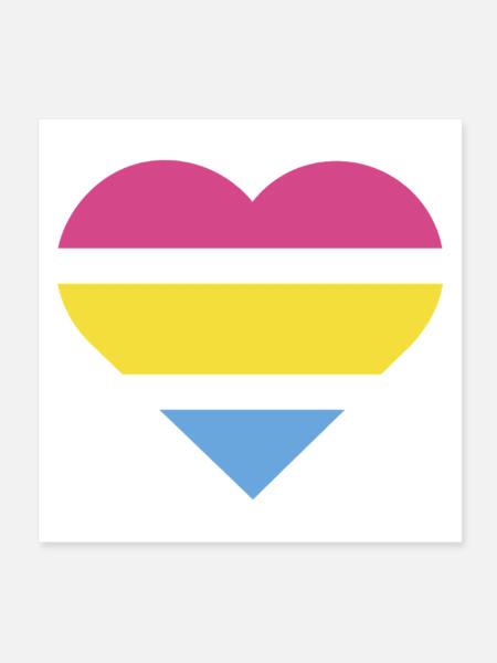 Pride Flag Heart · Pansexual - Poster 20x20 cm - Weiß - Vorne
