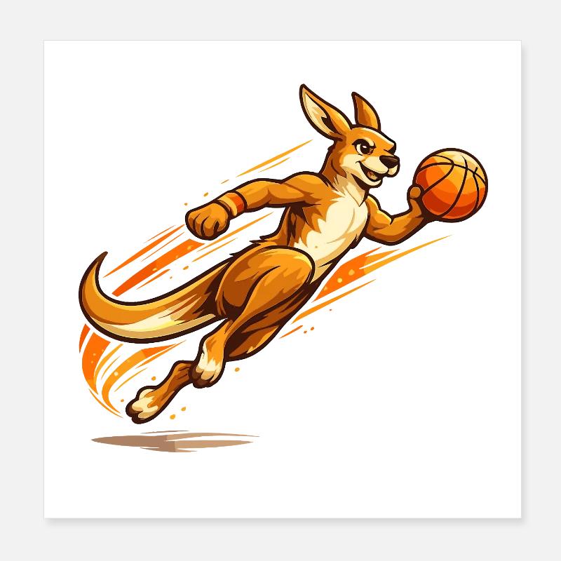 Lancer de panier kangourou Poster 20 x 20 cm