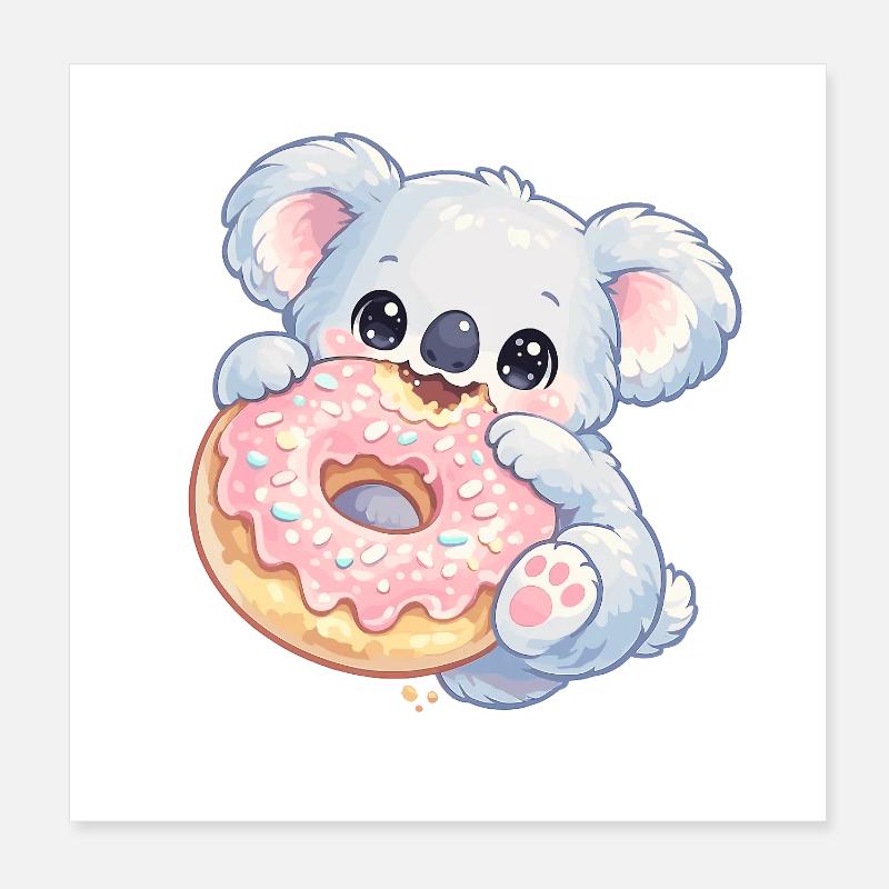 Koala câlin avec un donut Poster 20 x 20 cm