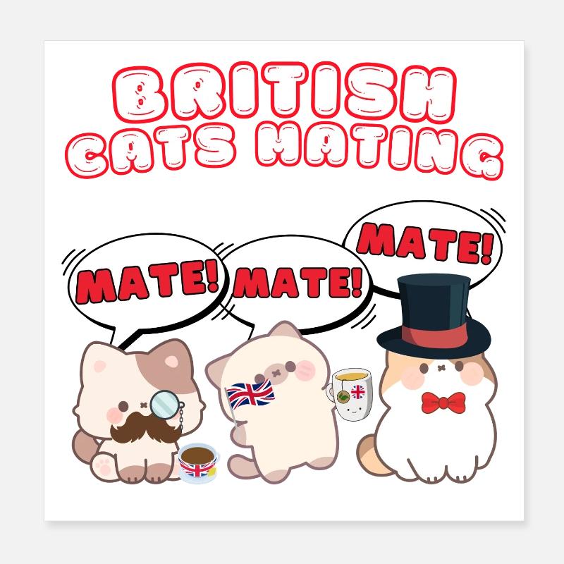 British Cats Mating Poster 8" x 8" (20x20 cm)