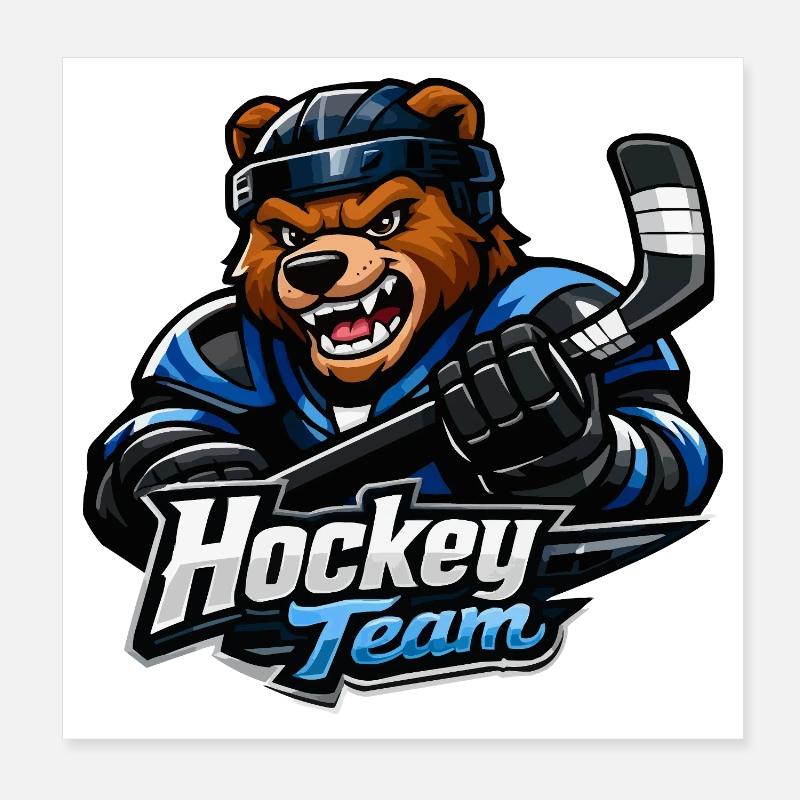Bär Eishockey Team Maskottchen Poster 20x20 cm