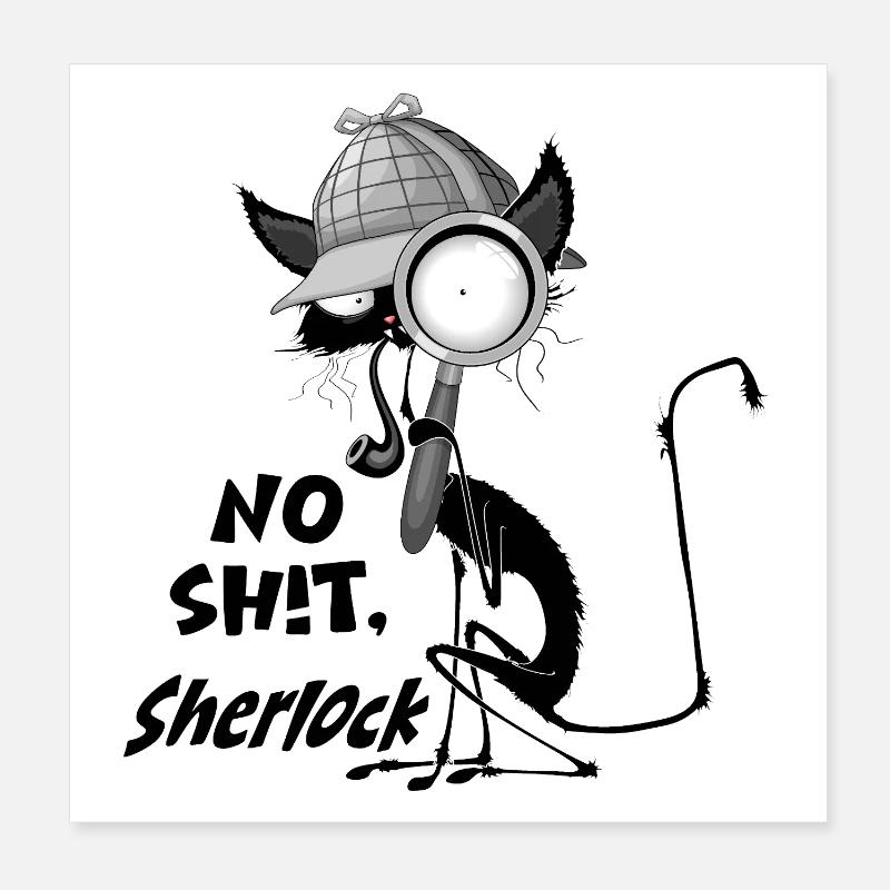 « Sans blague, Sherlock » Mème humoristique du chat noir Poster 20 x 20 cm
