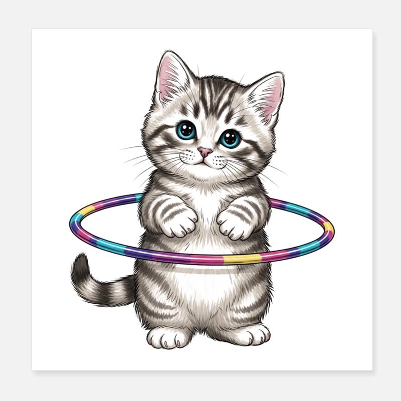 Cute Kitten Design Kawaii Sport Fun Poster 8" x 8" (20x20 cm)