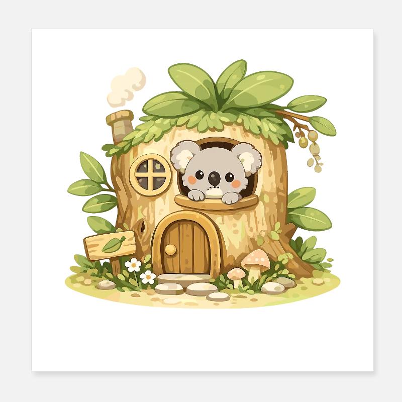 Waldhaus Koala Abenteuer Poster 20x20 cm