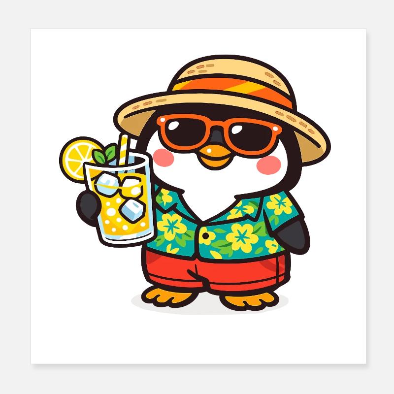 Aventure Penguin Beach Hawaï Poster 20 x 20 cm