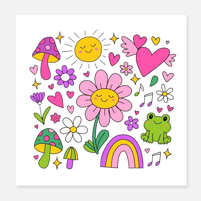 Une jolie fleur de l’an 2000 | Fleurs colorées Poster 20 x 20 cm