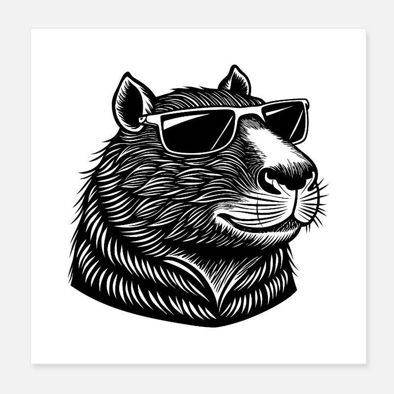 Capybara mit Sonnenbrille Poster 20x20 cm