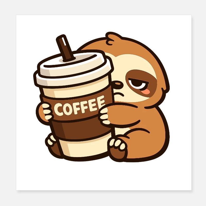 Coffee-loving sloth Poster 8" x 8" (20x20 cm)