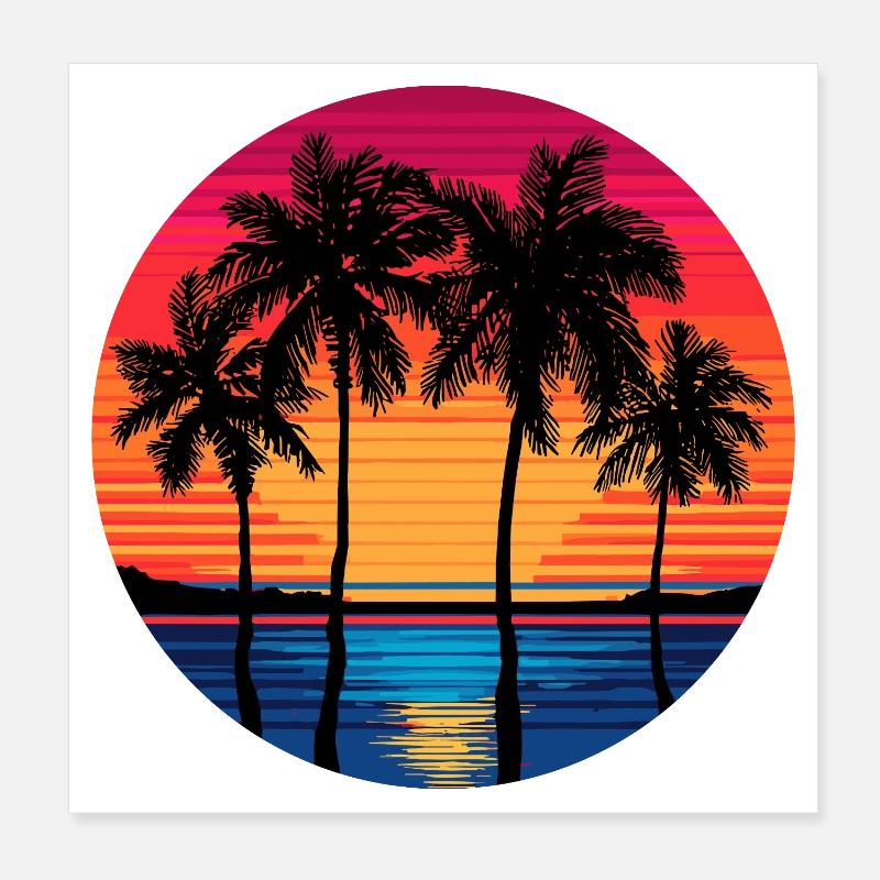 Palmiers de mer de plage Poster 20 x 20 cm