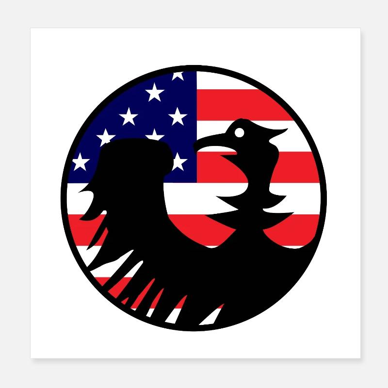 Eagle Flag USA Silhouette Poster 8" x 8" (20x20 cm)