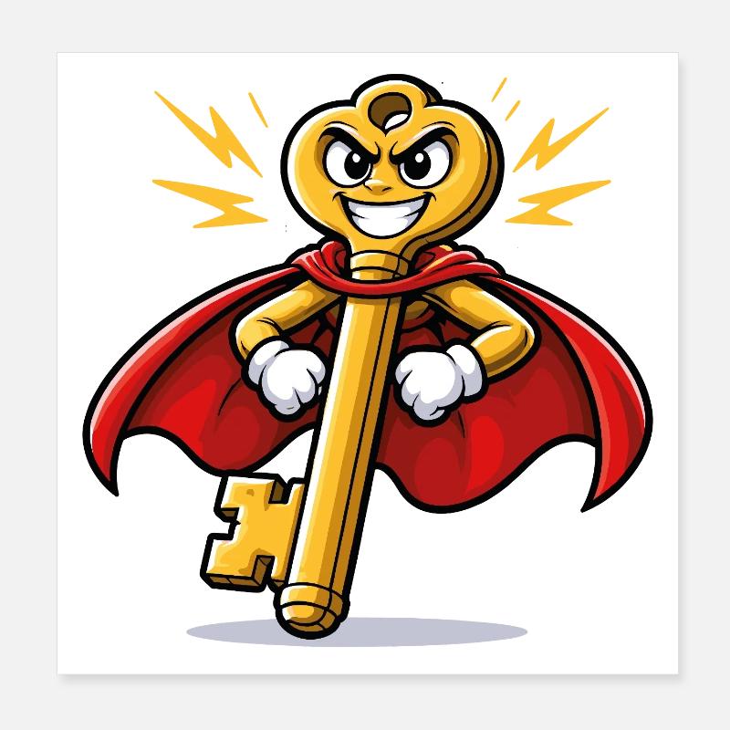 Clé ancienne super-héro Poster 20 x 20 cm