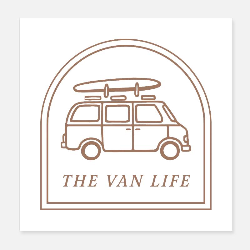 Van life surf road trip beach aesthetic Poster 8" x 8" (20x20 cm)