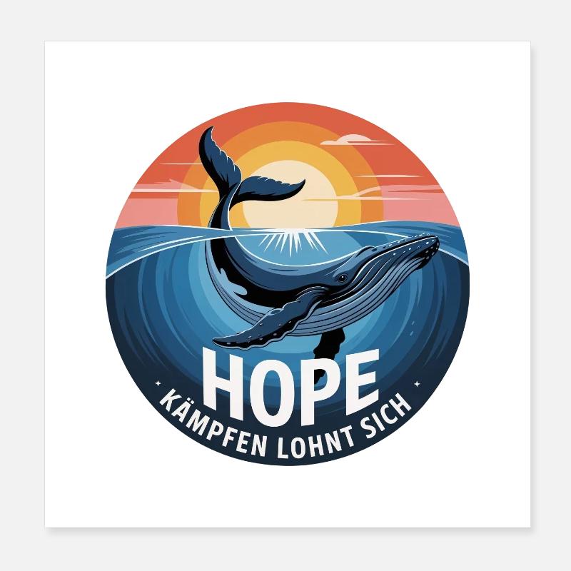 Hope/ Timmy der Wal in der Ostsee - Poster 20x20 cm - Weiß
