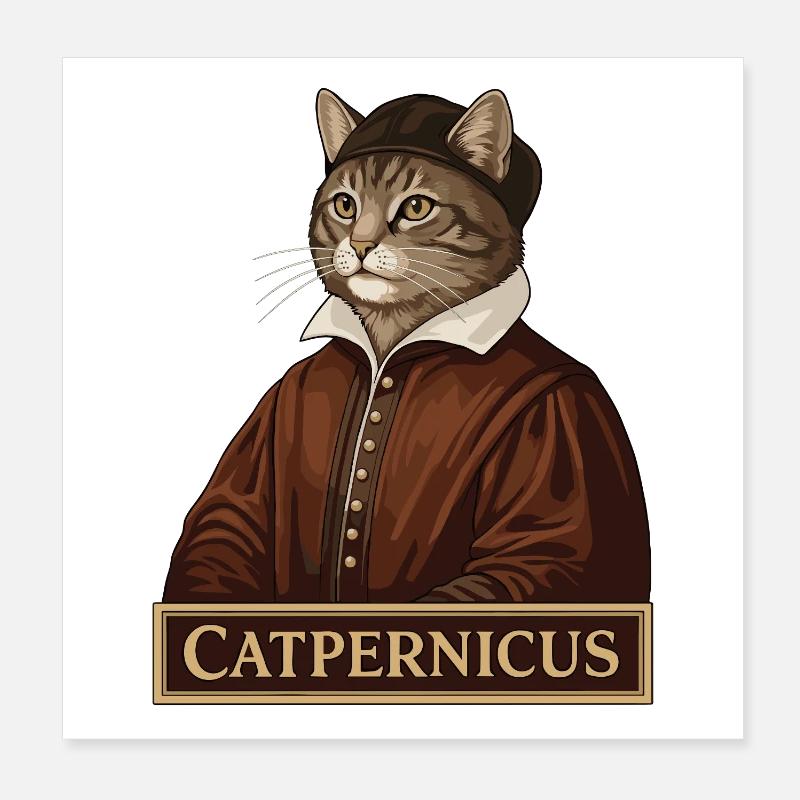 Catpernicus  Nicolaus Copernicus Astronomer Cat Poster 8" x 8" (20x20 cm)