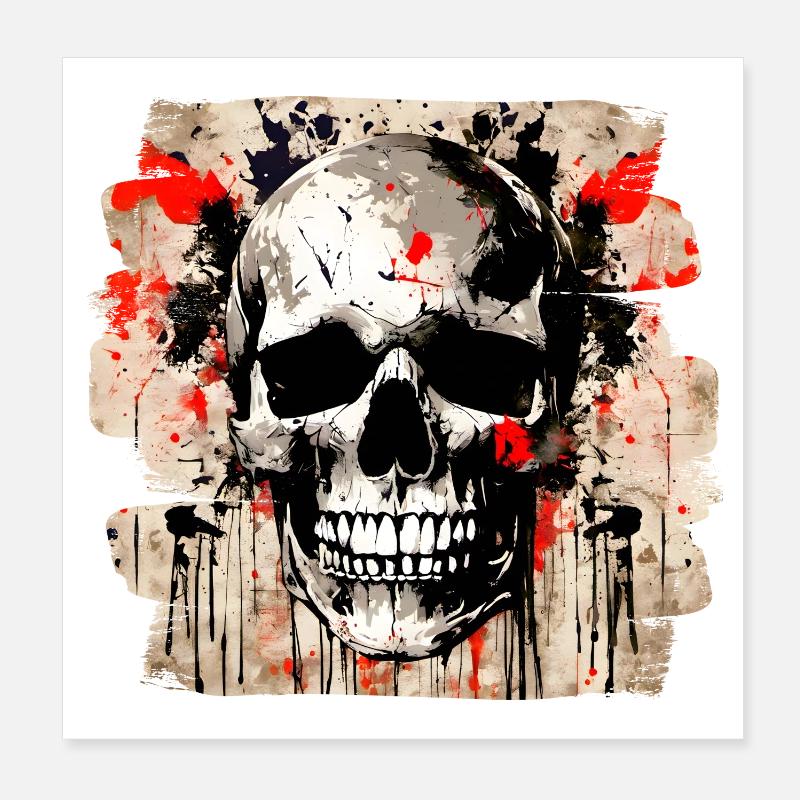 Explosion de graffiti de crâne Poster 20 x 20 cm