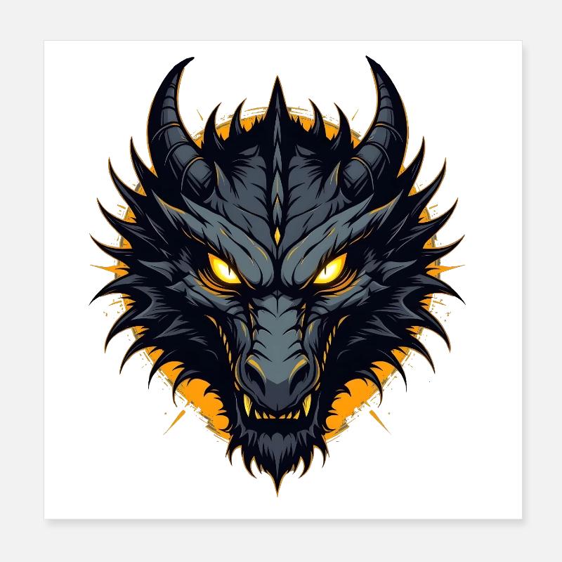 Black Dragon Dragon Head Poster 8" x 8" (20x20 cm)