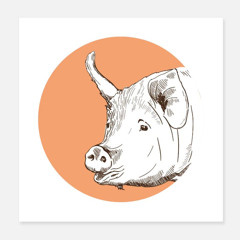 Pig Poster 8" x 8" (20x20 cm)