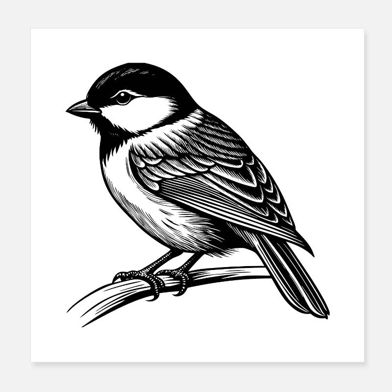 Chickadee Bird Poster 8" x 8" (20x20 cm)
