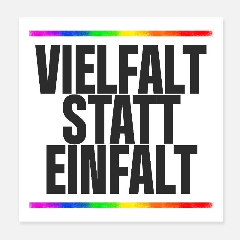 Vielfalt statt Einfalt – Regenbogen / Gay, CSD Poster 20x20 cm